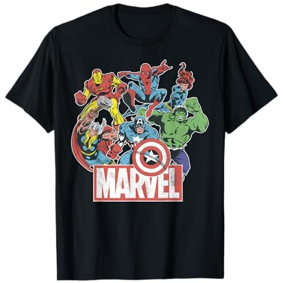 Marvel Avengers Team Retro Comic Vintage Camiseta