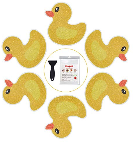 Secopad 20 pegatinas antideslizantes originales para bañera, para niños, para ducha y bañera con raspador premium, cada una de aproximadamente 4.5 x 3.5 pulgadas