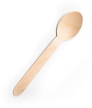 CANAPE KING Disposable Wooden Spoon - 100Pcs Natural Biodegradable Palm Leaf Cutlery Ice Cream Dessert Spoon (16 cm) - for Birthday Wedding Parties Dinner Catering