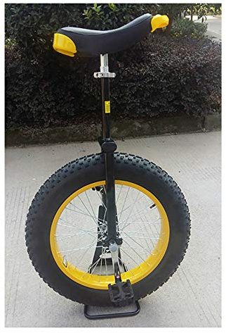 Einrad 20 Erwachsenentrainer Einrad höhenverstellbar Skidproof Butyl Mountain Reifen Balance Radfahren Heimtrainer Fahrrad mit Skidproof Mountain Reifen + Einradständer für Anfänger,Schwarz,20