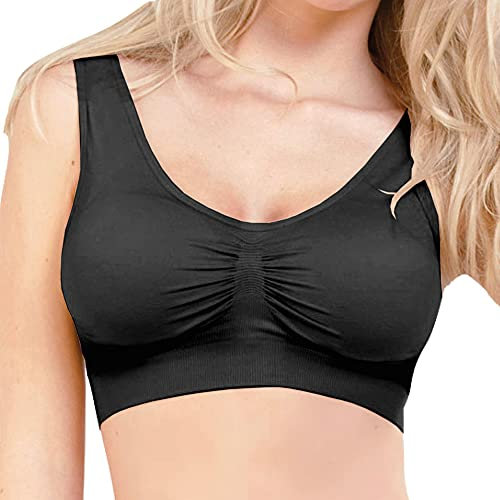 Bestlivings Damen Basic Wohlfühl BH mit Polster Sport BH Bralette - ohne Bügel - Nahtloser Gepolsterter Bra Top