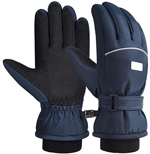 OOPOR Kinder Winter Warme Wasserdicht Skihandschuhe - Anti-Rutsch Skating Handschuhe Thermal Winterhandschuhe Verdickt Schneehandschuhe Outdoor Sport Winddicht Handschuhe für Fahrrad Junge Mädche - L
