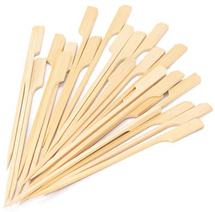 25,4 cm Bambusspieße, 100 Stück, Lebensmittel-Vorspeisen, Zahnstocher, breit, flach, Paddel, Bambusholz, für Cocktail, Marshmallow, Obst, Grillen, Grillen, Yakitori-Huhn, Fondue, Braten