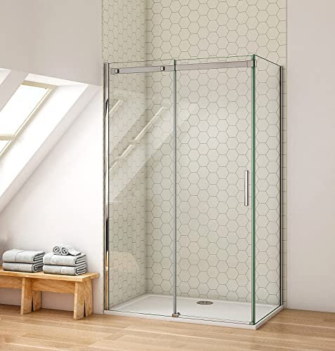 Aica Sanitär Duschkabine Schiebetür Duschabtrennung Duschwand 120x90cm mit 6mm Glas 195cm Höhe