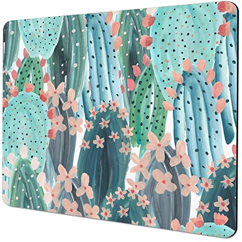Tapis de souris mignon cactus vert pour ordinateurs, ordinateurs portables, souris de jeu sans fil, accessoires de décoration de bureau, fournitures de bureau pour femme, petit tapis de souris kawaii