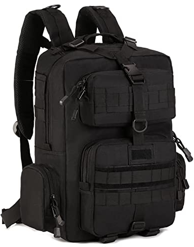 WTiger Hiking Backpack, 30L Tactical Backpack Molle Army Military Assault Pack Laptop Rucksacks Daypack for Outdoor Camping Fishing Trekking Hunting Travelling Black
