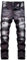 DANT BULUN Jeans da uomo strappati sdruciti slim fit gamba dritta denim, Viola 3012, 46