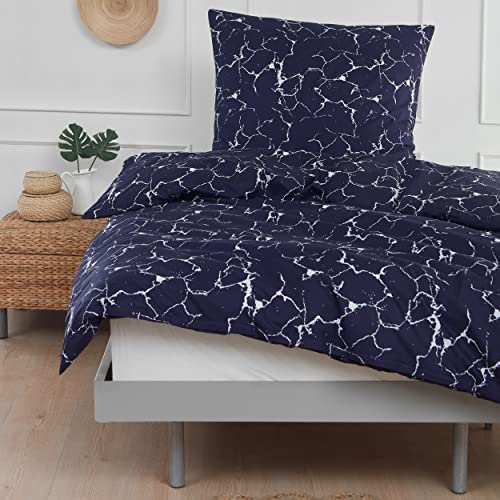 Mixibaby Bettwäsche Bettgarnitur Bettbezug Bedruckt Baumwolle 135x200 155x220 200x200, Größe:200 x 200 cm, Design Bettwäsche:Marmor Violett