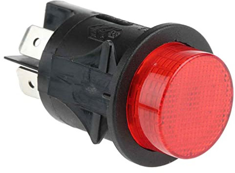 AUTOZOCO Interruptor de Botón Pulsador DPST 16 A redondo 25 mm LED - 250V a 16A - On/Off - controlador eléctrico para vehículos con luz roja