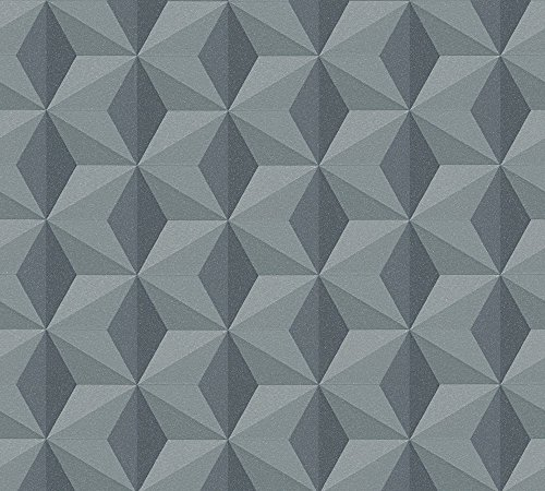 BRICOFLOR Retro-Tapete | Würfel Vliestapete grau | Dunkelgraue Tapete geometrisch in 3D Optik für Büro und Wohnzimmer | Moderne Vlies Mustertapete dreidimensional