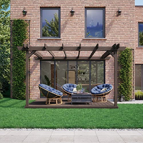 Rutland County Garden Furniture Wall Mounted Double Garden Pergola And Decking Kit - Pergola With Decking - Wooden Gazebo Canopy Pergola Kit - Garden Arch Garden Room (2.4m x 2.4m, Light Green)