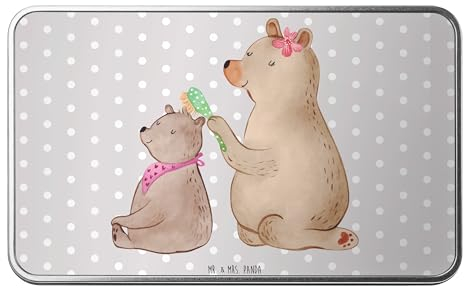 Mr. & Mrs. Panda Metalldose rechteckig Bär Kind - Geschenk, Mutter, Oma, Mama, Aluminiumdose, Mutti, Familie, Muttertag, Keksdose, Vesperdose,