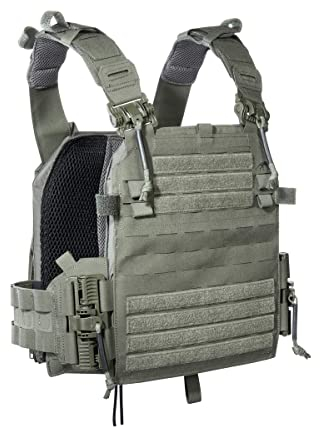 Tasmanian Tiger TT Plate Carrier QR LC ZP IRR - Molle-kompatibler Plattenträger für SAPI-Platten und Gewichts-Platten mit Zip-System, Steingrau-Oliv IRR