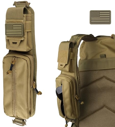 WYNEX Molle Accessories Pouch with Two Version, Backpack Strap Pouch Shoulder Strap Molle Attachment Tactical Accessories Bag Shoulder Starps Zipper Pocket Additional Phone Holder for Compass Bottle