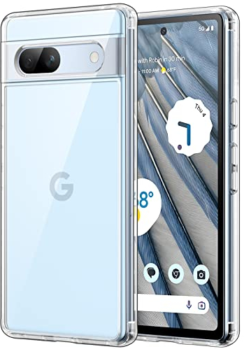 JETech Hülle für Google Pixel 7a 6,1 Zoll 2023, Nie Vergilbung Stoßfest Handyhülle, Anti-Kratzt Harte PC Rückseite Schutzhülle (Durchsichtig)