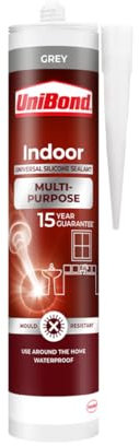 Unibond Indoor Multi- Purpose Sealant, Grey Sealant Cartridge, Mould Resistant Grey, Ideal for Indoor Multi-purpose use. 1 x 274g