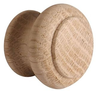 Gedotec Möbelknöpfe Holz | Durchmesser: 35 mm I 1 Stück | Türknopf für Schränke - Eiche roh (unbehandelt) inkl. Befestigungsmaterial I GIOVANNI I Knöpfe für Küchenschränke | Schrankgriffe
