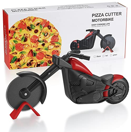 Tagliapizza a forma di moto, in acciaio inox, a due ruote, a forma di moto, con rivestimento antiaderente, adatto per accessori da cucina (moto)