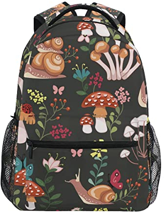 SJOAOAA Pilz mit Schnecken Laptop-Rucksack 16 Zoll großer Rucksack für Damen Herren Schule Business Arbeit Reiserucksack