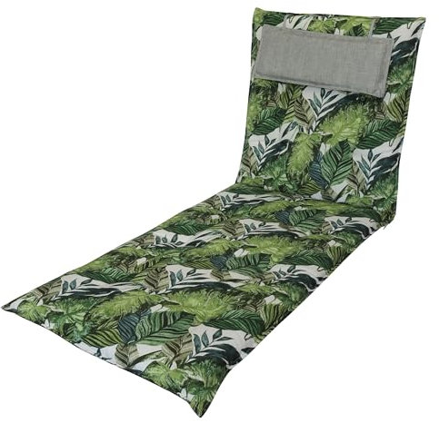 LILENO HOME Sonnenliege Auflage als [1er Set - Rollliege] in Dschungel Grün - Gartenliegen Auflage perfekt für Strandliege - Polster Auflage für Gartenliege (188x60x8cm) MAR