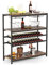COSTWAY 5-stufiger Weinregal mit Glashalter & Regalen, Flaschenregal freistehend, Weinschrank für Wohnzimmer, Esszimmer und Buffet, rustikales Braun
