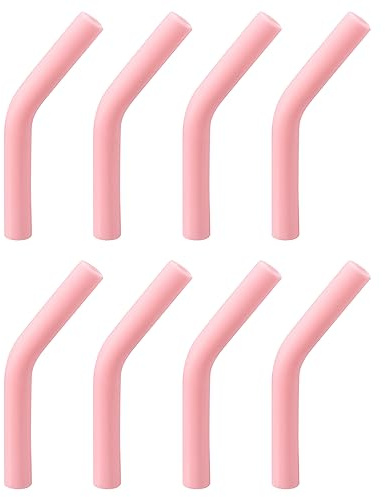 sourcing map 8pcs Silicone Paille Conseils, Silicone Paille Coudes Pointe, Doux Réutilisable Métal Paille Couvertures pour 8mm/0.31 OD Inox Acier Pailles, Lumière Rose
