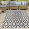 Teppich-Traum Wetterfester Outdoor-Teppich Außenteppich 150x220 cm Gartenteppich Campingteppich Balkon Terrasse Plastik Kunststoff pflegeleicht schwarz weiß