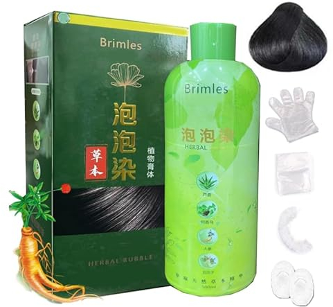 Ocilenya Bubble Dye, natürlicher Kräuterextrakt für weißes Haar, Bubble Dye, natürlicher Arganölextrakt Haarfärbeshampoo, Farbfärbeshampoo (Schwarz)