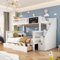 RCBDBSM Etagenbett mit Treppe & Schubladen, Stockbett Für 2 Kinder, Hausbett, Etagenbettrahmen, Spielbett, 90x200cm + 140x200cm Funktionsbett Stockbett Hochbett Jugendhochbett