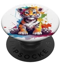 Baby Tiger Farbspritzer - Tier Kunst - für Sie und Ihn PopSockets Klebender PopGrip