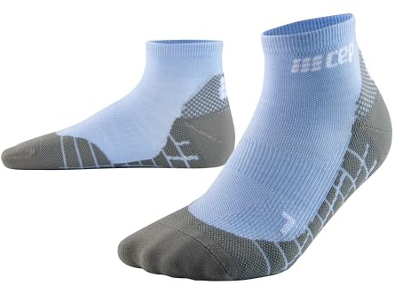 CEP - HIKING LIGHT MERINO LOW CUT SOCKS REDESIGN für Herren | Wandersocken aus Merinowolle mit Kompression | Trekkingsocken für leichte Beine in hellblau | Größe III | M
