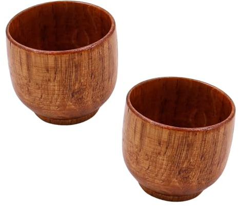 2 pcs ZONADAH Wooden Belly Cup 50ml Water Mug Anti-Scald Drinking Cup for Tea Coffee Wine Whiskey Japanese Wooden Cups for Kitchen Home Office Restaurant