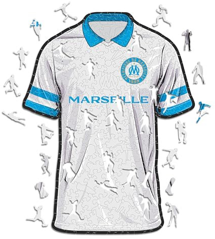 Iconic Puzzles, Maillot Marseille, Puzzle en bois 100% éco-durable avec licience officielle, taille L, 500 pièces