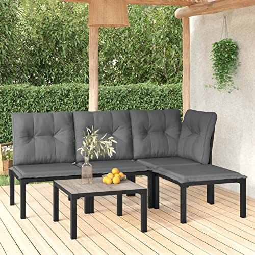 NITCA 5-TLG-4 Polyrattan Balkonlounge, Gartenmöbel Klein,Balkonmöbel Outdoor Sofa Balkon Terrasse Terrassenmöbel Sitzgruppe Gartensofa Ecklounge Sofa Outdoor