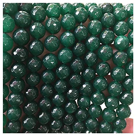 cortada facetada Cuentas de piedra natural Tinte suave Sección de esmeraldas verde oscuro Cuentas redondas sueltas for la fabricación de joyas Regalo de bricolaje Equilibrio Decoración de piedras prec