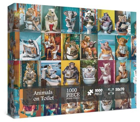 Funny Animal Puzzles 1000 Piece for Adults, Pooping Animal Puzzle Jigsaw Puzzles Colorful Puzzle, Lion Elephant Panda Animal Kingdom Puzzle
