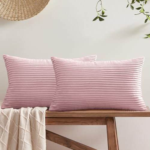 Softalker Kissenbezüge Altrosa 30x50 flauschig 2 Stücke Kissenhüllen Sofakissenbezüge Nackenkissen Dekokissen Couchkissen Kissen Aesthetic Deko für Sofa Wohnzimmer Schlafzimmer Bett