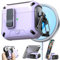 RFUNGUANGO Custodia compatibile con AirPods 3, compatibile con ricarica MagSafe, pop-up automatico con clip di blocco di sicurezza,Custodia viola con interruttore nero