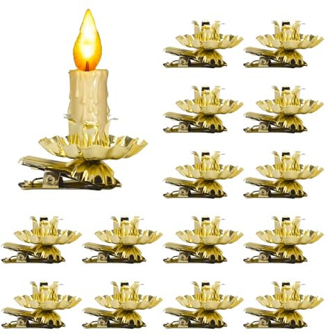RobLuX 20 Pezzi Portacandele per Albero di Natale Portacandele Vintage In Oro Clip di Natale Portacandele Perfetto per Decorazioni per Alberi di Natale Matrimoni Compleanni