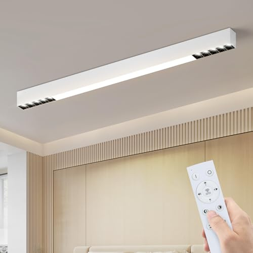Homefire Deckenleuchte LED Deckenlampe Küche - Dimmbar 80CM Küchenlampe | Lang Weiß Flurlampe 25W Büro Flur Modern Design Deckenstrahler mit Fernbedienung Schlafzimmerlampe Wohnzimmerlampe
