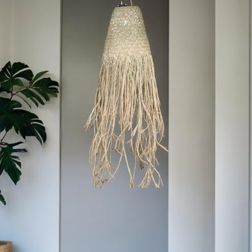 La Maison Unique: Lampenschirm geflochten aus tropischem Stroh Aufhängung Marokko Indonesien - Natur 20 x 15 cm - handgefertigt Dekor