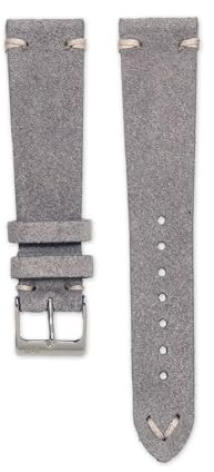 WB Original Wildleder-Uhrenarmband | Vintage Grau - 20 mm - Schließe: Silber Poliert | Leder | Ersatz-Armband