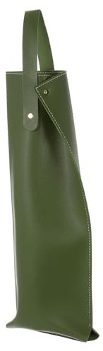 sourcing map Wine Tote Bag, 1 Pcs Leather Wine Carrier Bag Single Bottle Carrier Tote Champagne Tote Carrier for Birthday Wedding Picnic Party, Green