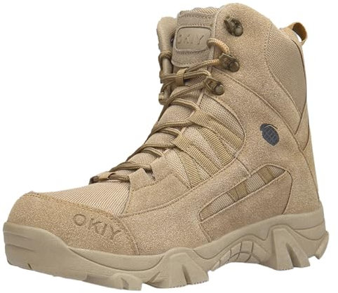 Stivali Uomo Stivali Da Lavoro Tattici Militari Da Uomo Stivali Da Combattimento Da Moto In Pelle Con Cerniera Laterale Stivali Moto Uomo Touring Anfibi Militari Sneakers Basse Uomo Tela (Marrone, 45)