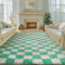 HUGEAR Teppich Kariert Hochflor Teppich Wohnzimmer 180X270cm Grüner Teppich Schlafzimmer Rutschfester Kinderteppich Flauschig Weicher und GemüTlicher Carpet Living Room Kinder Teppich Mädchen Jungs
