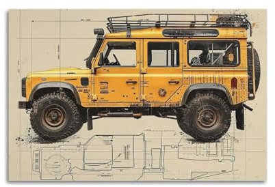 Offroad-SV-Poster für gelben Defender 110, dekoratives Gemälde, Leinwand-Kunstbild, 30 x 45 cm