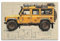 Offroad-SV-Poster für gelben Defender 110, dekoratives Gemälde, Leinwand-Kunstbild, 30 x 45 cm