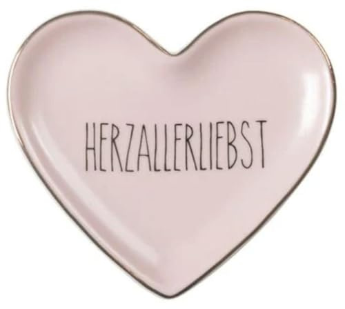 Gift Company Love Plates, Deko-Teller, Porzellan, Herzallerliebst, Herz, flach, rosa, 11,5x1x10cm
