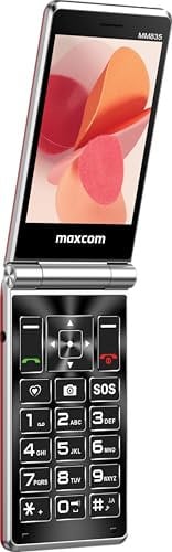 Flip Phone MM835 4G Mobile phone with 2 Large Displays 3.5 & 2,4, Hearing Aid Compatibility (HAC), SOS Button, Unlocked & SIM Free, USB-C (Red)
