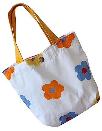 Veemoon 1stück Mini Blumen Handtasche Aus Canvas Adorable Aufbewahrungstasche Für Mädchen Für Schule Reisen Und Shopping Praktische Und Modische Kleine Tragetasche Mit Floralem Design